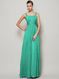 Sheath/Column Straps Sleeveless Pleats Long Chiffon Bridesmaid Dresses TPP0005157