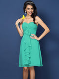 A-Line/Princess Sweetheart Pleats Sleeveless Short Chiffon Bridesmaid Dresses TPP0005469