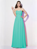 A-Line/Princess Sweetheart Sleeveless Long Pleats Chiffon Bridesmaid Dresses TPP0005097