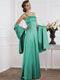 A-Line/Princess Spaghetti Straps Sleeveless Beading Long Elastic Woven Satin Mother of the Bride Dresses TPP0005304