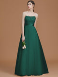 A-Line/Princess Bateau Sleeveless Floor-Length Applique Tulle Bridesmaid Dresses TPP0005365