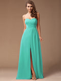 Sheath/Column Sweetheart Sleeveless Long Ruffles Chiffon Bridesmaid Dresses TPP0005183