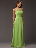 Sheath/Column Halter Sleeveless Ruffles Long Chiffon Bridesmaid Dresses TPP0005366