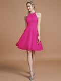 A-Line/Princess Chiffon Knee-Length Sleeveless Scoop Bridesmaid Dresses TPP0005275