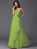 A-Line/Princess Sweetheart Hand-Made Flower Sleeveless Long Chiffon Bridesmaid Dresses TPP0005192