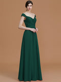 A-Line/Princess V-neck Sleeveless Floor-Length Lace Chiffon Bridesmaid Dresses TPP0005569