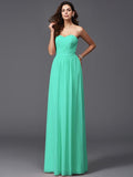 A-Line/Princess Sweetheart Pleats Sleeveless Long Chiffon Bridesmaid dresses TPP0005628