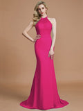 Trumpet/Mermaid Sleeveless Scoop Sweep/Brush Train Chiffon Bridesmaid Dresses TPP0005142