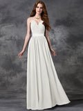 A-line/Princess Sweetheart Ruched Sleeveless Long Chiffon Bridesmaid Dresses TPP0005563