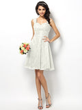 A-Line/Princess Straps Lace Sleeveless Short Bridesmaid Dresses TPP0005042