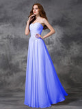 A-line/Princess Sweetheart Sleeveless Ruched Long Chiffon Bridesmaid Dresses TPP0005267