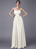 A-Line/Princess Sweetheart Sleeveless Beading Pleats Long Chiffon Bridesmaid Dresses TPP0005818