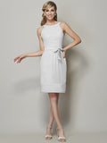 Sheath/Column Scoop Sleeveless Short Chiffon Bridesmaid Dresses TPP0005508