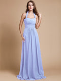 A-Line/Princess Halter Sleeveless Long Ruffles Chiffon Bridesmaid Dresses TPP0005483