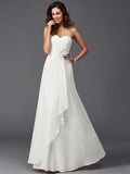 A-Line/Princess Sweetheart Hand-Made Flower Sleeveless Long Chiffon Bridesmaid Dresses TPP0005192