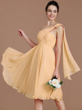 A-Line/Princess One-Shoulder Sleeveless Ruched Short/Mini Chiffon Bridesmaid Dresses TPP0005025