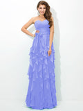 A-Line/Princess Sweetheart Layers Sleeveless Long Chiffon Bridesmaid Dresses TPP0005233