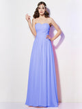 A-Line/Princess Sweetheart Sleeveless Long Pleats Chiffon Bridesmaid Dresses TPP0005097