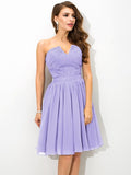 A-Line/Princess V-neck Pleats Sleeveless Short Chiffon Bridesmaid Dresses TPP0005432