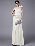 Sheath/Column One-Shoulder Sleeveless Pleats Long Chiffon Bridesmaid Dresses TPP0005498