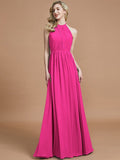 A-Line/Princess Scoop Chiffon Sleeveless Floor-Length Bridesmaid Dresses TPP0005455