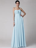 Sheath/Column Strapless Sleeveless Ruffles Long Chiffon Bridesmaid Dresses TPP0005816