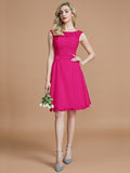 A-Line/Princess Bateau Sleeveless Lace Short/Mini Chiffon Bridesmaid Dresses TPP0005467