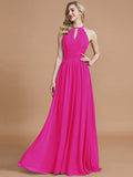 A-Line/Princess Chiffon Scoop Sleeveless Floor-Length Bridesmaid Dresses TPP0005219