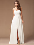 Sheath/Column Sweetheart Sleeveless Long Ruffles Chiffon Bridesmaid Dresses TPP0005183