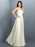 A-Line/Princess Sweetheart Pleats Sleeveless Long Chiffon Bridesmaid Dresses TPP0005405