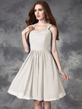 A-line/Princess Straps Ruffles Sleeveless Short Chiffon Bridesmaid Dresses TPP0005517