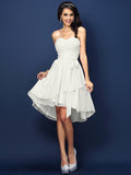 A-Line/Princess Sweetheart Pleats Bowknot Sleeveless Short Chiffon Bridesmaid Dresses TPP0005328