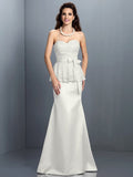 Trumpet/Mermaid Sweetheart Lace Sleeveless Long Satin Bridesmaid Dresses TPP0005592