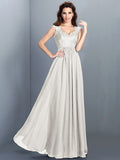 A-Line/Princess Scoop Lace Sleeveless Long Chiffon Bridesmaid Dresses TPP0005303