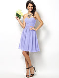 A-Line/Princess Sweetheart Pleats Sleeveless Short Chiffon Bridesmaid Dresses TPP0005177