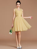 A-Line/Princess V-neck Sleeveless Sash/Ribbon/Belt Short/Mini Chiffon Bridesmaid Dresses TPP0005048