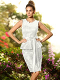 Sheath/Column Scoop Lace Sleeveless Short Satin Bridesmaid Dresses TPP0005487