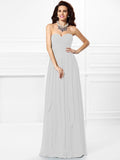 A-Line/Princess Sweetheart Pleats Ruffles Sleeveless Long Chiffon Bridesmaid Dresses TPP0003265