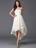 A-Line/Princess Sweetheart Ruffles Sleeveless High Low Chiffon Bridesmaid Dresses TPP0005195