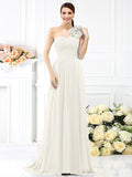 A-Line/Princess One-Shoulder Pleats Sleeveless Long Chiffon Bridesmaid Dresses TPP0005289