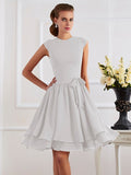 Sheath/Column High Neck Sleeveless Sash/Ribbon/Belt Short Chiffon Bridesmaid Dresses TPP0005092