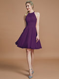 A-Line/Princess Chiffon Knee-Length Sleeveless Scoop Bridesmaid Dresses TPP0005275