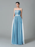 A-Line/Princess Sweetheart Ruffles Sleeveless Long Net Bridesmaid Dresses TPP0005472