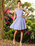 A-Line/Princess Scoop Hand-Made Flower Sleeveless Short Chiffon Bridesmaid Dresses TPP0005194