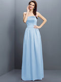 Sheath/Column Strapless Sleeveless Long Satin Bridesmaid Dresses TPP0005853