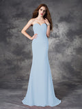 Trumpet/Mermaid Sweetheart Ruched Sleeveless Long Chiffon Bridesmaid Dresses TPP0005188