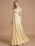 A-Line/Princess Sweetheart Sleeveless Ruched Floor-Length Chiffon Bridesmaid Dresses TPP0005051