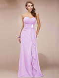 Sheath/Column Sweetheart Sleeveless Long Beading Ruffles Chiffon Bridesmaid Dresses TPP0005224