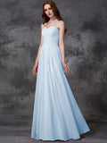 A-line/Princess Sleeveless Sweetheart Ruffles Long Chiffon Bridesmaid Dresses TPP0005741