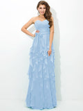 A-Line/Princess Sweetheart Layers Sleeveless Long Chiffon Bridesmaid Dresses TPP0005233